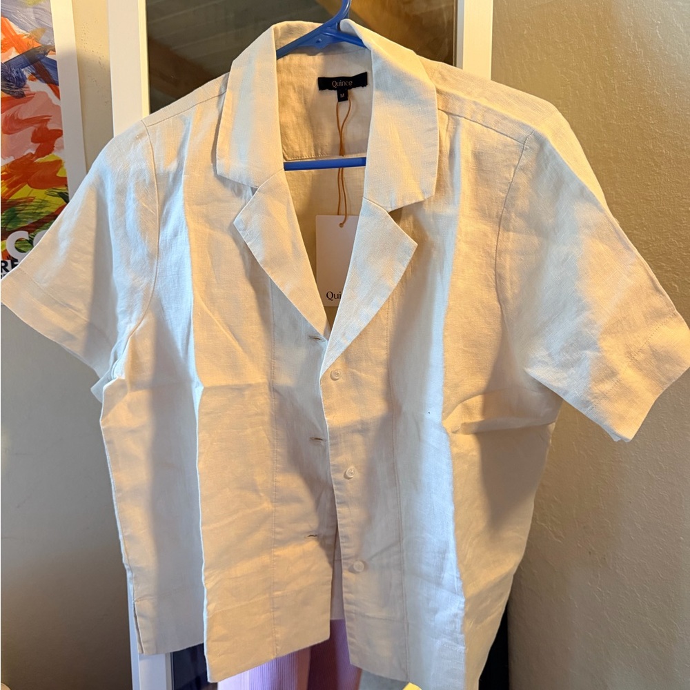 Quince Beige Collared Blouse